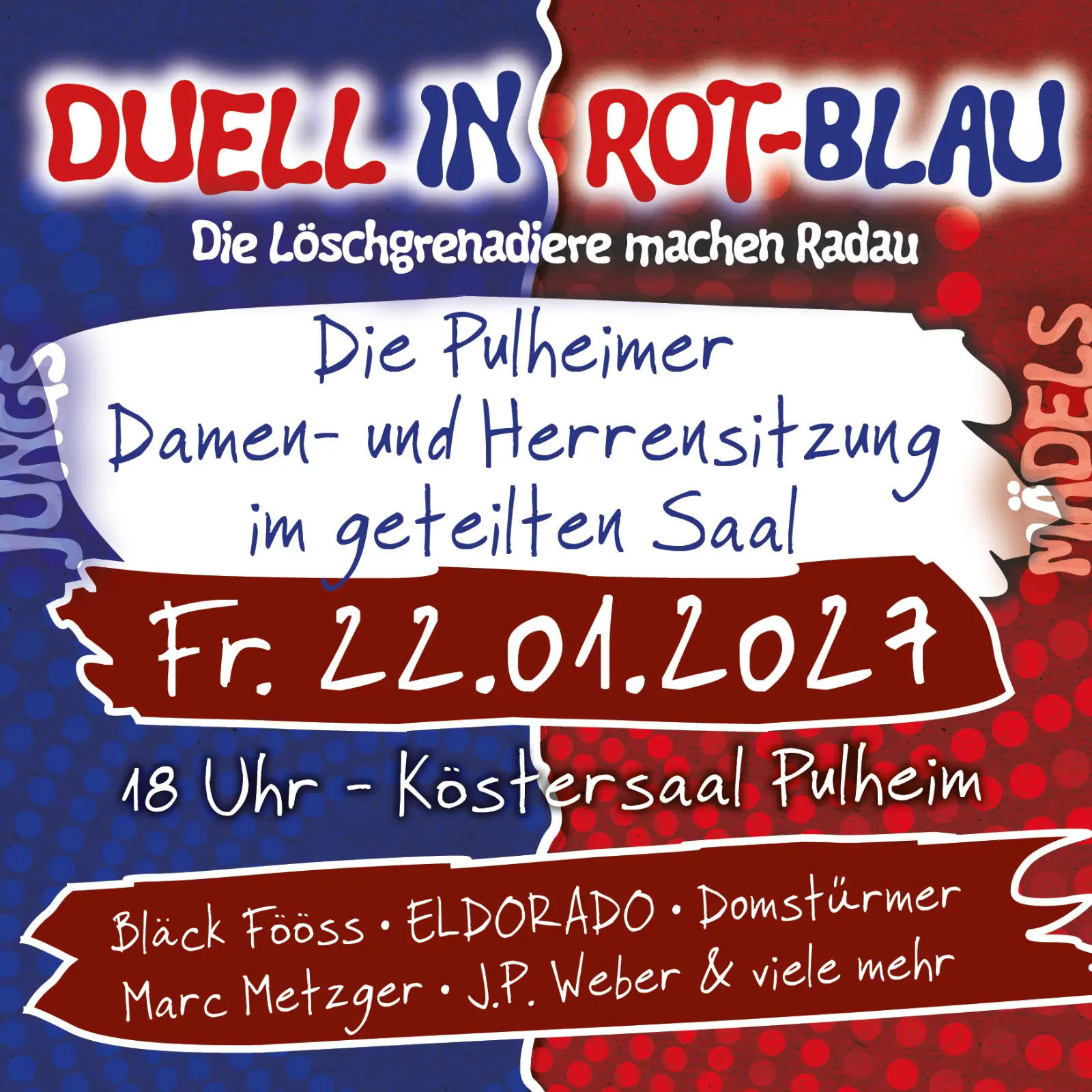 Karnevalsgesellschaf Pulheimer Loeschgrenadiere Bild Duel In Rot Blau 2027 1